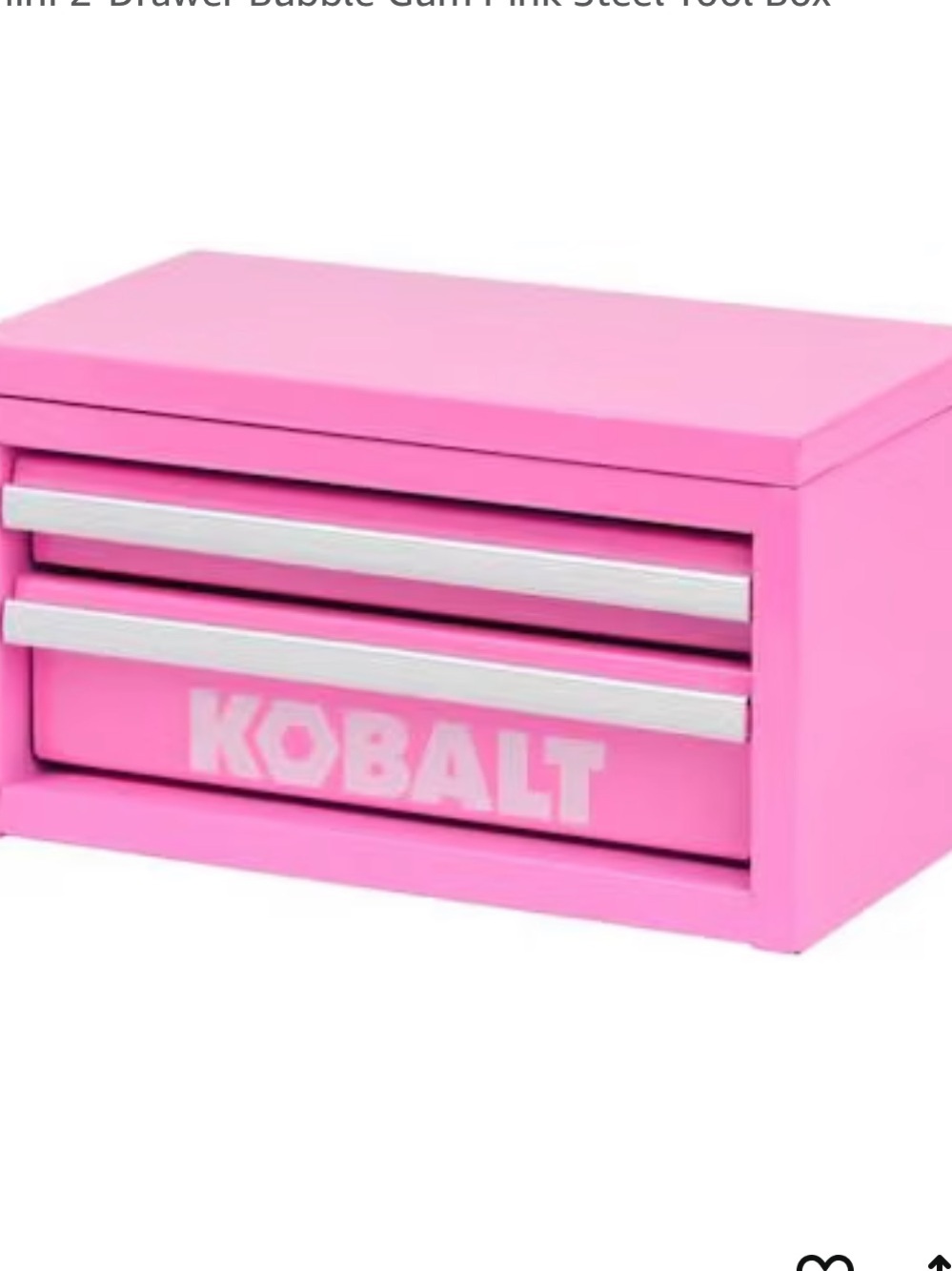 “New” KOBALT 2-Drawer Bubble Gum Pink Steel Tool Box/Jewelry Box